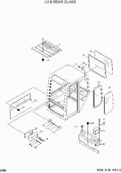 4086  LH & REAR GLASS   Hyundai R55-3