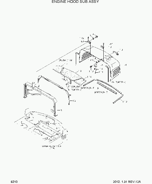 6210  ENGINE HOOD SUB ASSY   Hyundai R55-7