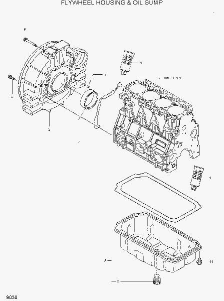 9030  FLYWHEEL HOUSING & OIL SUMP   Hyundai R55-7