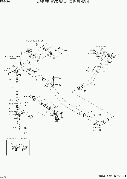 3075  UPPER HYDRAULIC PIPING 4   Hyundai R55-9A