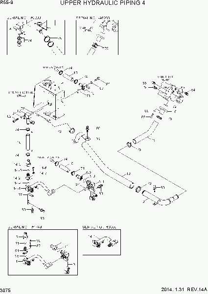3075  UPPER HYDRAULIC PIPING 4   Hyundai R55-9