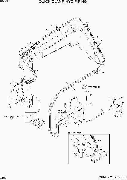 3400  QUICK CLAMP HYD PIPING   Hyundai R55-9