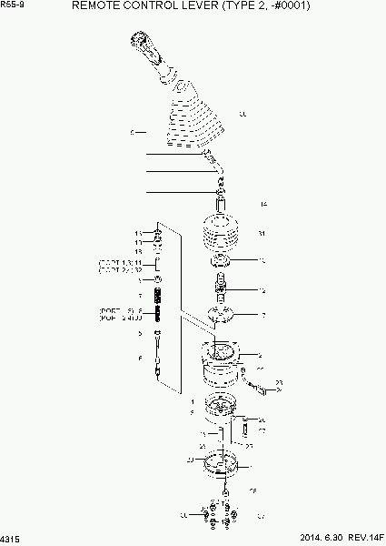 4315 REMOTE CONTROL LEVER (TYPE 2, -#0001) экскаватора гусеничного Hyundai R55-9