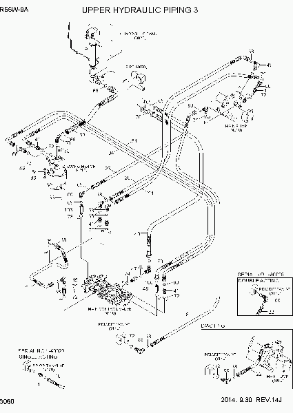 3060  UPPER HYDRAULIC PIPING 3   Hyundai R55W-9A