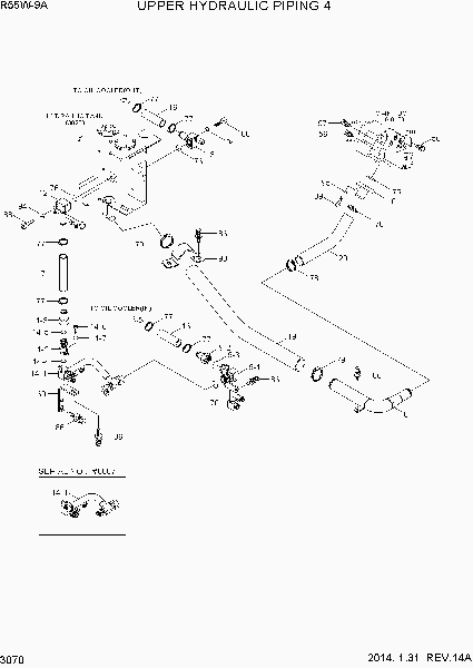 3070  UPPER HYDRAULIC PIPING 4   Hyundai R55W-9A