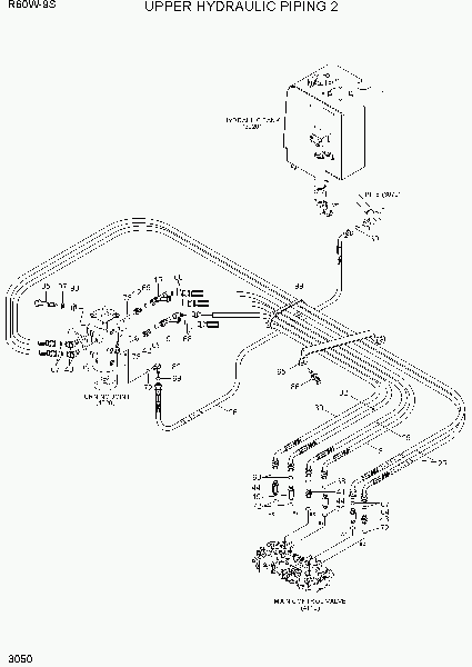 3050  UPPER HYDRAULIC PIPING 2   Hyundai R60W-9S