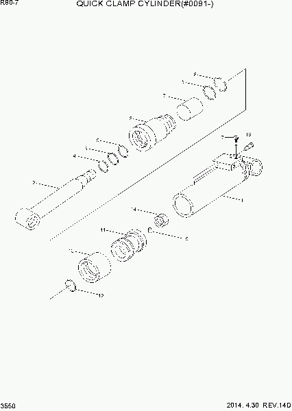 3550  QUICK CLAMP CYLINDER(#0091-)   Hyundai R80-7