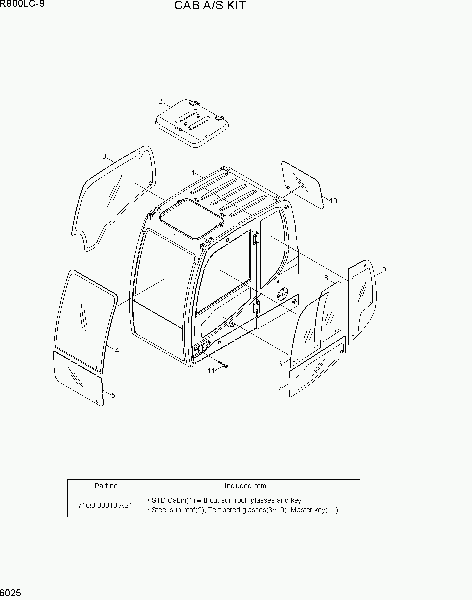 6025  CAB A/S KIT   Hyundai R800LC-9