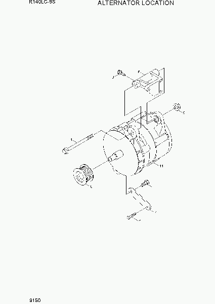 9150  ALTERNATOR LOCATION   Hyundai R140LC-9S(BRAZIL)