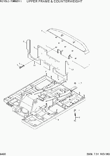 6400  UPPER FRAME & COUNTERWEIGHT   Hyundai R210LC-7(#98001-)