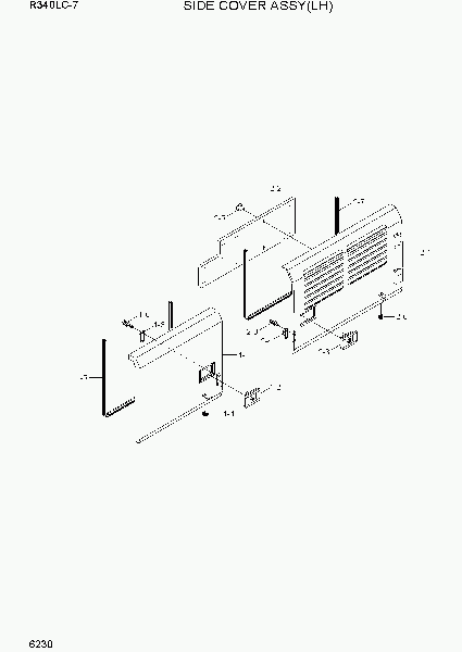 6230  SIDE COVER ASSY(LH)   Hyundai R340LC-7(INDIA)