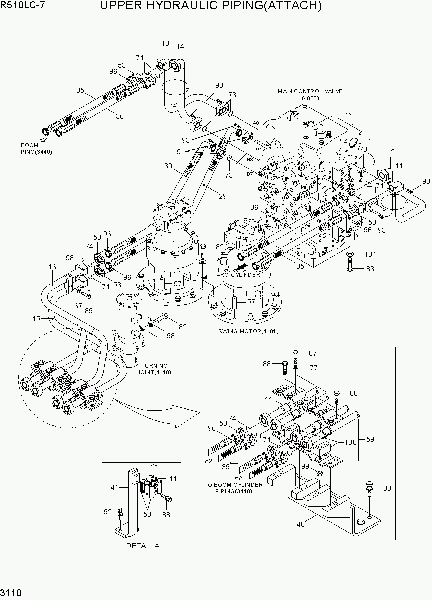 3110  UPPER HYDRAULIC PIPING(ATTACH)   Hyundai R510LC-7(INDIA)